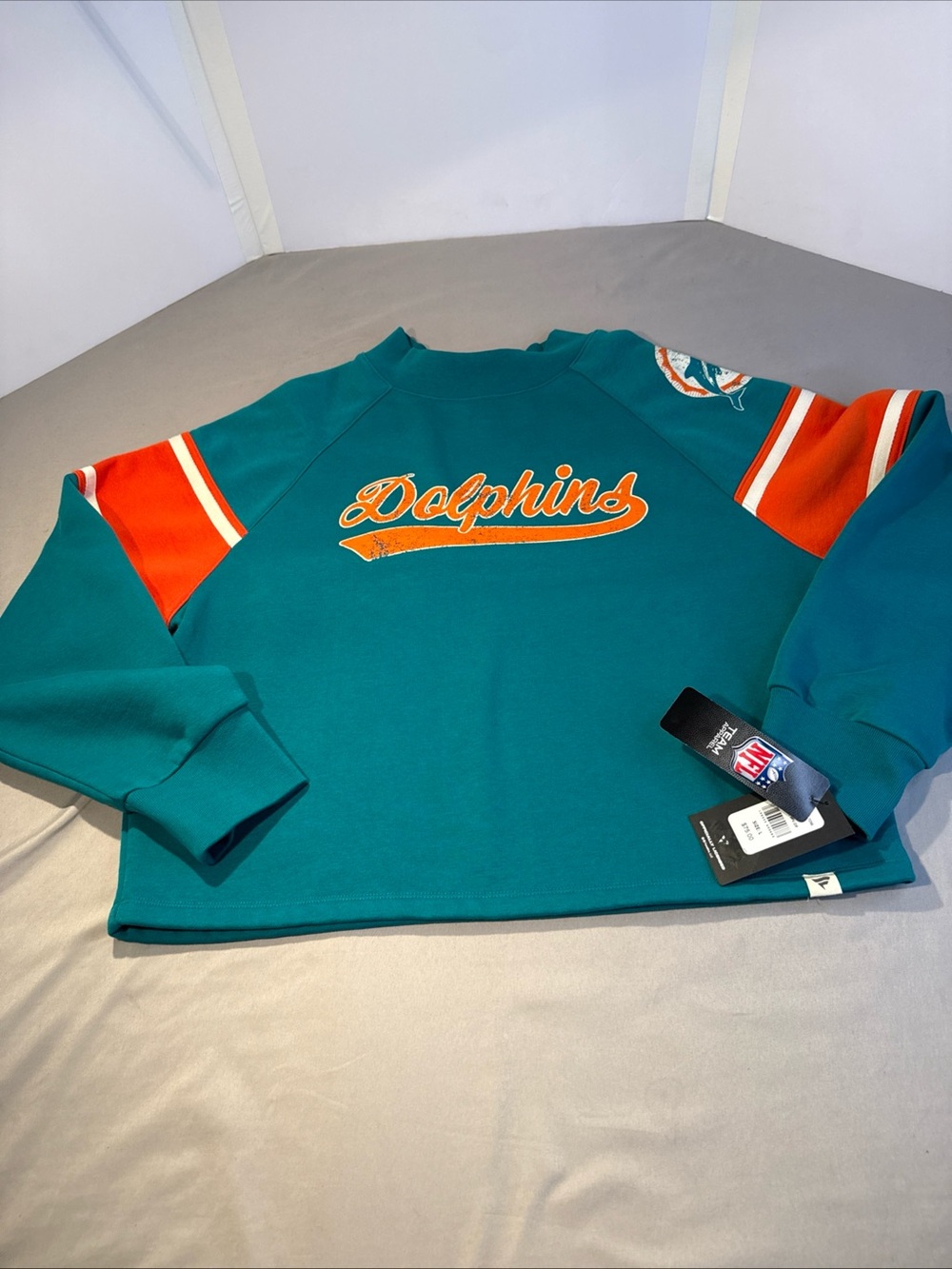 Fanatics Teal and Orange Dolphins women Pullover Sweatshirt